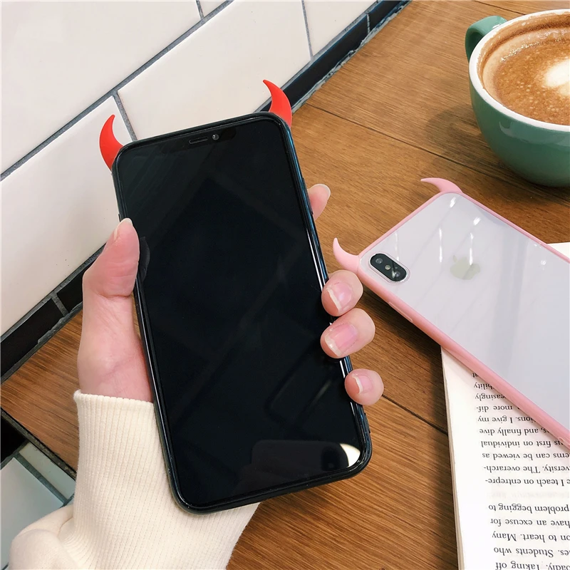 Акриловый чехол для телефона SUYACS Hot Devil Horn для iPhone XR XS Max 6 6S 7 8 Plus X прозрачный мягкий IMD Графический чехол для задней панели телефона