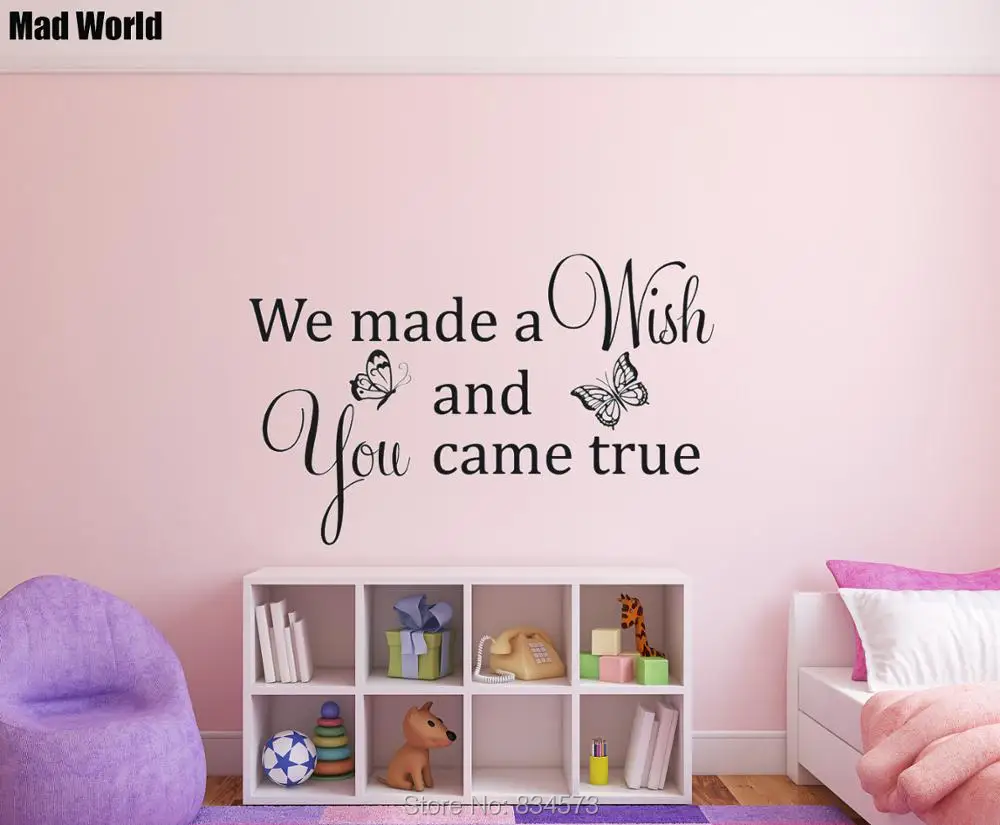 

Mad World-We Made a Wish and You Came True, настенные художественные наклейки, настенные наклейки, домашнее украшение «сделай сам», съемный декор для комнаты, ...