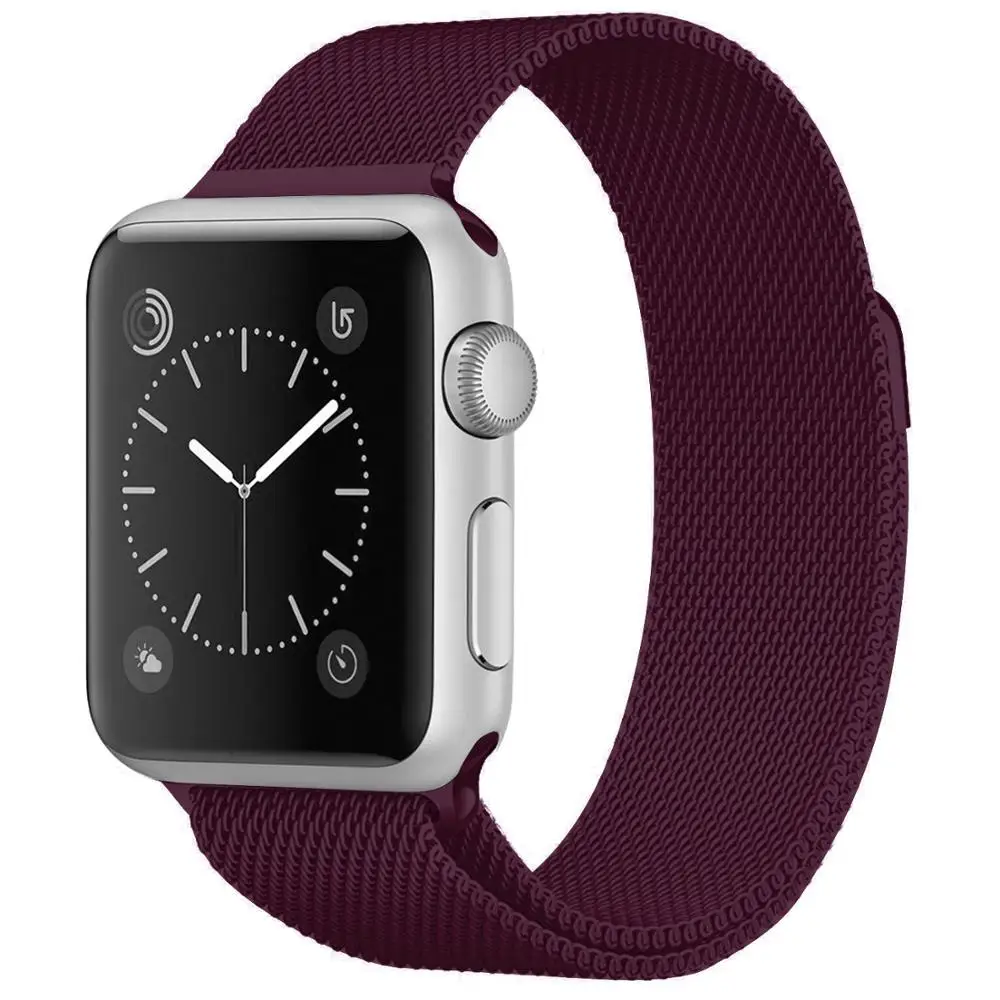 Wine red Ремешок для Apple Watch 38 мм 40 мм 42 мм 44 мм, Миланская Петля из нержавеющей стали, сетчатый Спортивный Браслет, магнитная застежка для iWatch серии 1/2/3/4 - Цвет ремешка: Wine red
