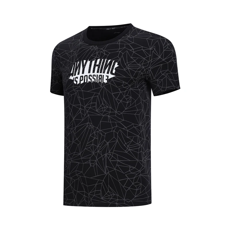 Li-Ning Мужская трендовая футболка, дышащие, хлопок, обычная посадка, Удобная подкладка, спортивные топы, футболки, футболки AHSN509 MTS2877 - Цвет: AHSN509-4H