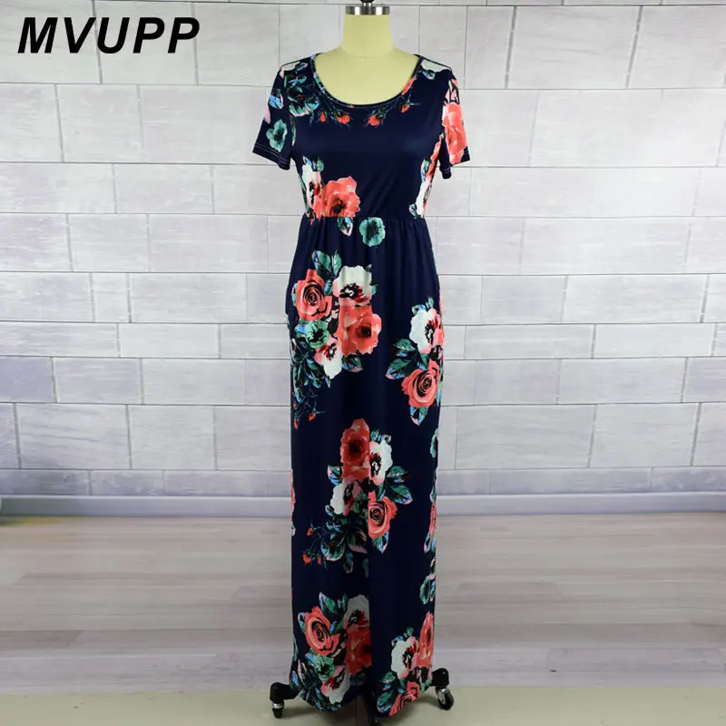 MVUPP/ г. платья для мамы и дочки модное платье с короткими рукавами и принтом по щиколотку для мамы и ребенка, новое семейное платье, большие размеры - Цвет: colour 3