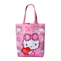 new fashion kt girls canvas zipper shoulder bags handbags woman shopping bag