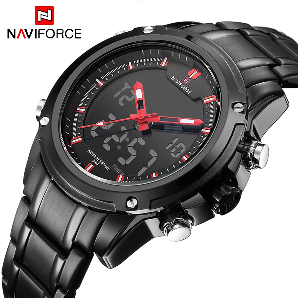 Часы NAVIFORCE мужские армейские спортивные аналоговые кварцевые со стальным