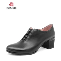 rosstyle spring autumn new fashion zipper women high heels shoe round toe casual shoe womens genuine leather single shoe c13