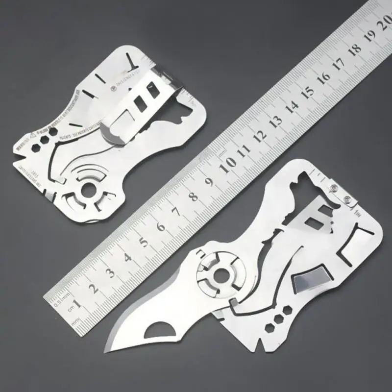Открытый портативный карманный инструмент креативный Волчья Голова многофункциональный кошелек из нержавеющей стали EDC карта Нож Открытый складной нож