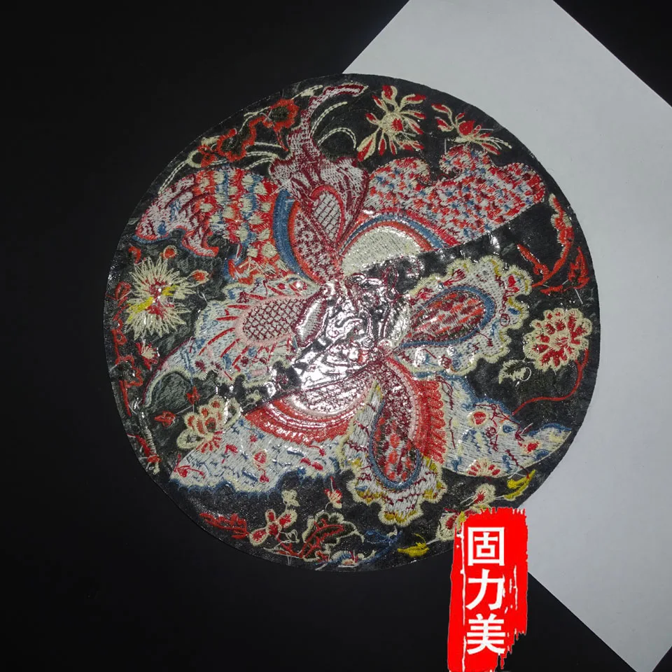 1 шт. большой размеры 23,5*23,5 см круглый форма китайский стиль Chinoiserie птица и цветок гладить на патч аппликация