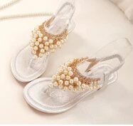 Free shipping! The new 2015 round head clip toe leisure low help beaded Roman flat sandals | Обувь