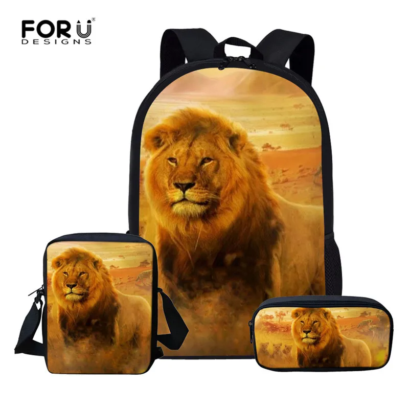 L5447CEK FORUDESIGNS/комплект школьных сумок с изображением Льва для мальчиков, легкие рюкзаки, Детская сумка с изображением Льва, детская плечевая сумка ранец, рюкзак - Цвет: L5447CEK