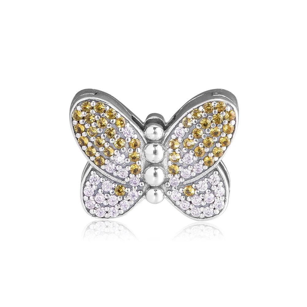 

Bedazzling Butterfly Clip Charm Genuine 925 Sterling Silver Beads for Women DIY Fits Europe Reflexions Bracelet Jewelry Making