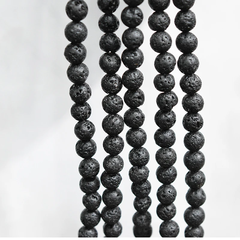 Factory price 6.8.10.12.14mm Natural Black Volcanic Lava Stone Round Beads 15.5&quot Pick Size For Jewelry Making | Украшения и