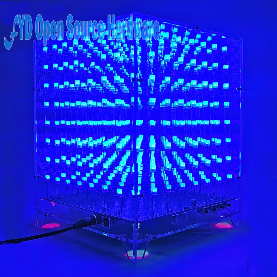 3D светодиодный светильник 8x8x8 набор сделай сам Белый синий луч 3 мм кубический