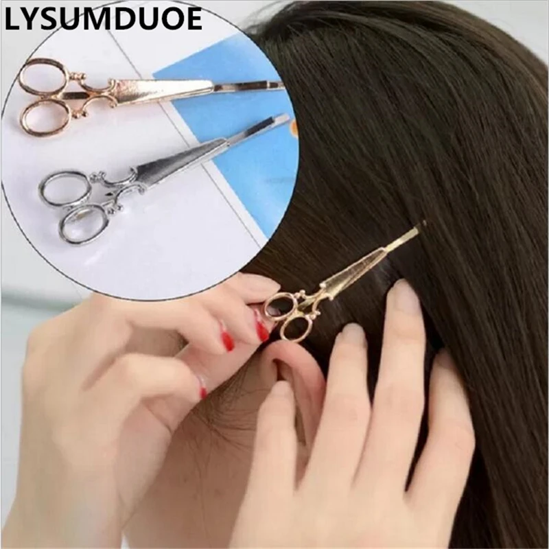 

4Pcs/Lot Women Hairpin Hollow Headdress Hairgrip Shears Clips Alloy Barrette Gold Silver Hairpins Jewelry Girls Hair Accessories