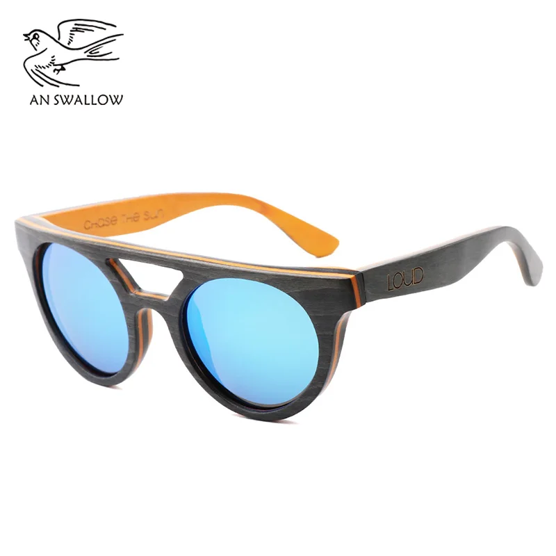 Gray Деревянные солнцезащитные очки для скейтборда мужские gafas de sol de los hombres Солнцезащитные очки женские очки Полароид de sol feminino - Цвет линз: Gray