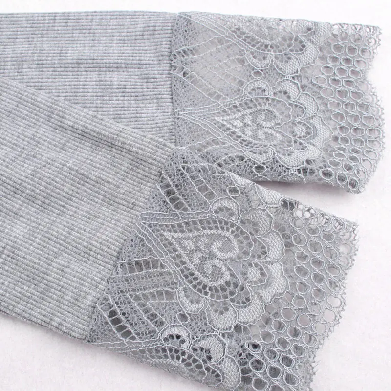 Осеннее термобелье Женская свободная водолазка с кружевными манжетами для