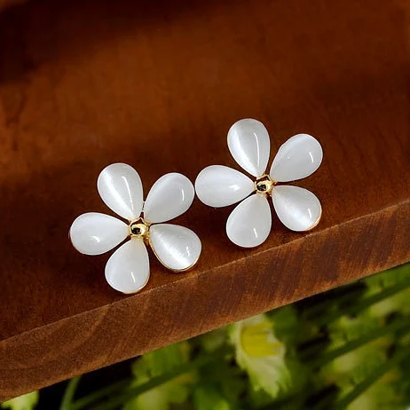 Модные серьги из опалового камня для женщин и девушек милые элегантные гвоздики