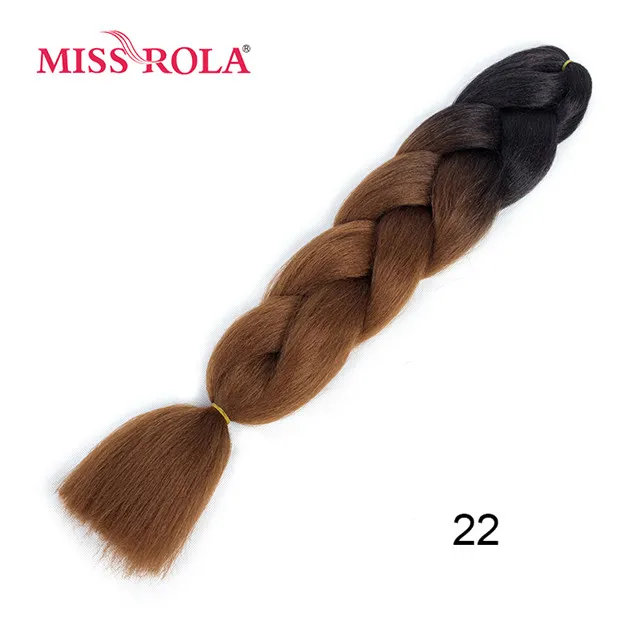 #26 Miss Rola, Омбре, синтетические волосы, Джамбо, плетение, 24 дюйма, высокотемпературное волокно, вязанное крючком, огромные косички, 100 г, Радужный Омбре, цвет - Цвет: #26