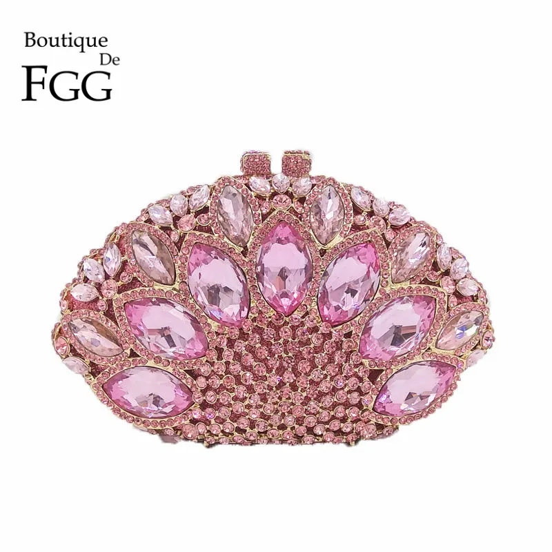 Boutique De FGG выдалбливают Для женщин шикарная, из кристаллов Сумка-клатч вечерняя сумки Свадебный Свадебная вечеринка выпускного вечера сумочка кошелек металлический клатчи
