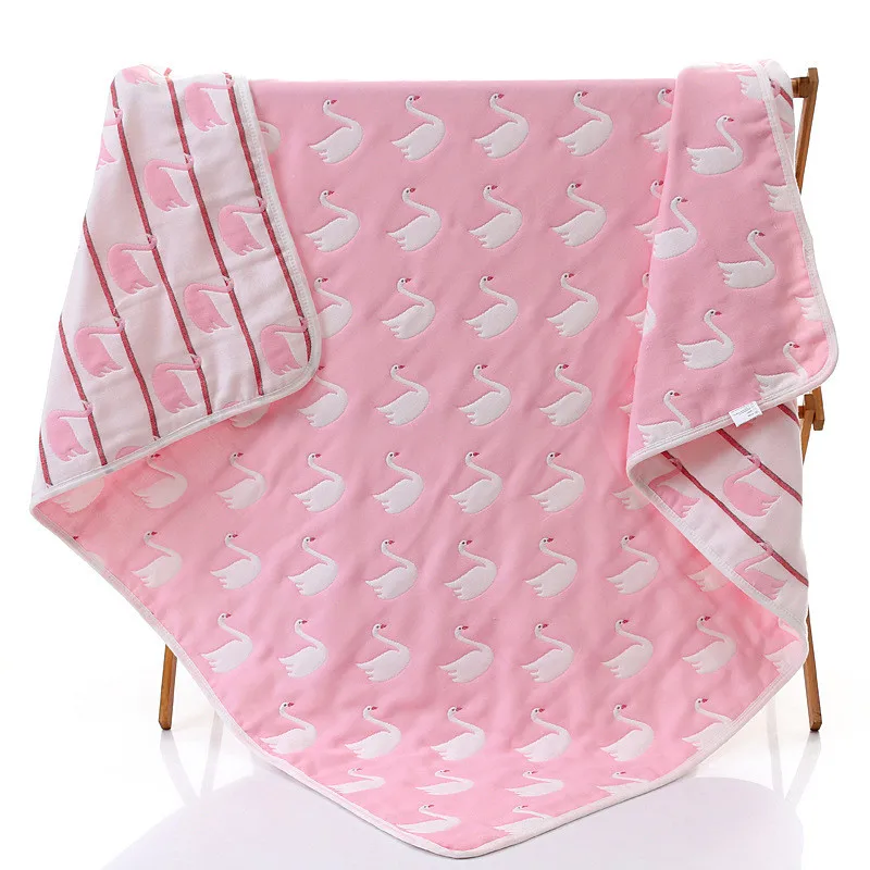 swan pink 6 слойный муслиновый хлопок детские Полотенца новорожденных мягкий ребенка пеленать летнее одеяло для кроватки коляска автомобиль самолета 110 см X 110 см(4" х 43" - Цвет: swan pink