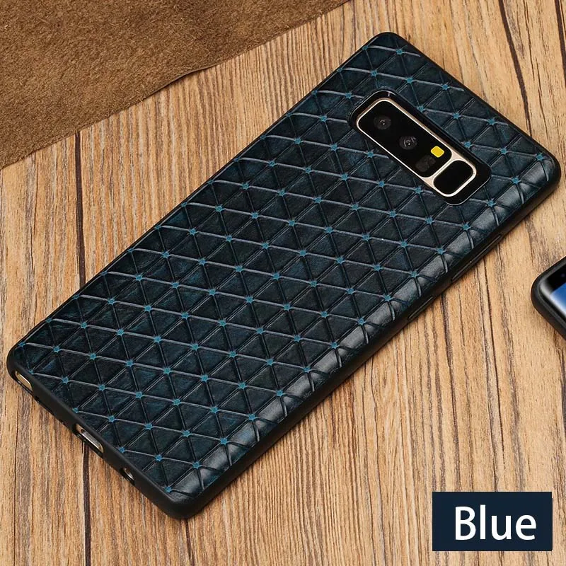 Чехол для телефона из коровьей чехол s для samsung Galaxy S6 S7 S8 S9 S10 плюс Треугольники текстура чехол для Note 8 9 A5 A7 A8 J3 J5 J7 чехол - Цвет: Blue