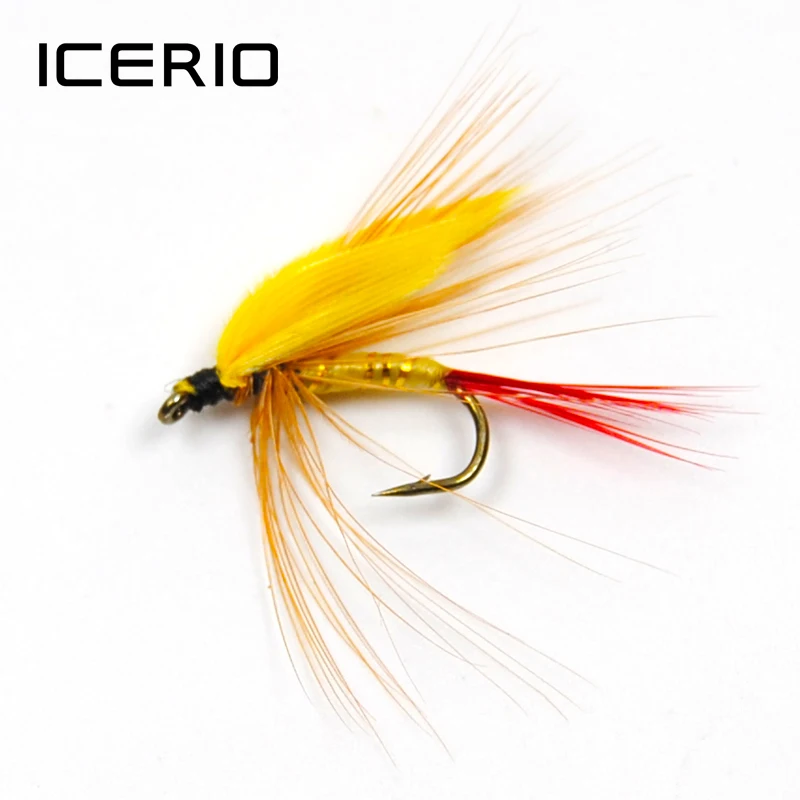 ICERIO 10 шт.#14 красный хвост желтый Салли мелкий мокрые мухи приманки на форель для ловли нахлыстом