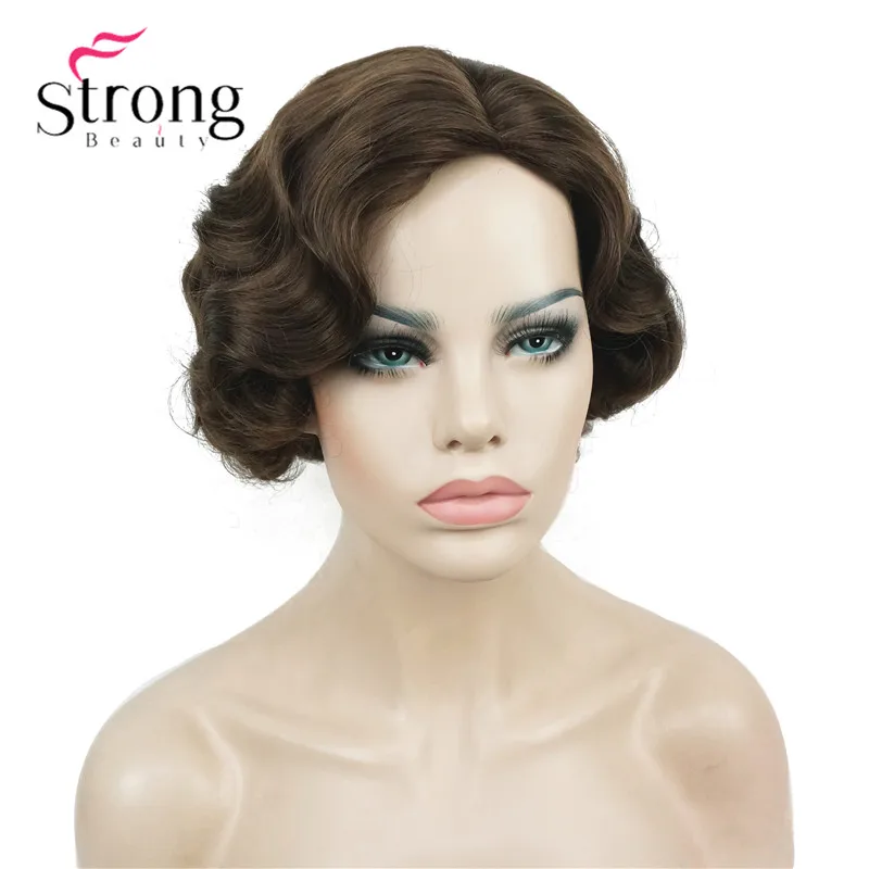 StrongBeauty 1920's Flappers Короткий Палец Волна светильник блонд полный синтетический парик