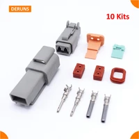 10 sets kits 2 pinway deutsch auto super sealed waterproof electrical wire connectors plug for car dt06 2s dt04 2p