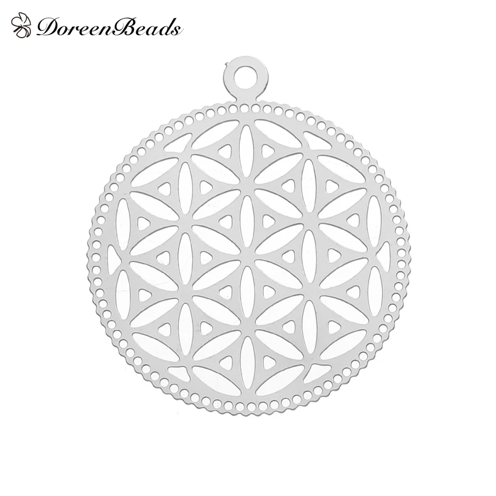 DoreenBeads 304 подвески в виде цветка жизни из нержавеющей стали круглые матового