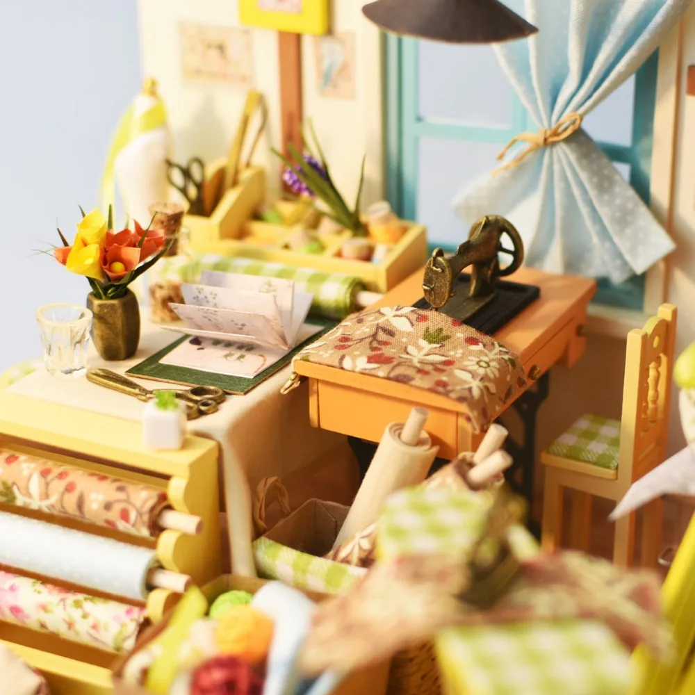 Robud DIY кукольный домик с мебель и светильник деревянный Миниатюрный Кукольный