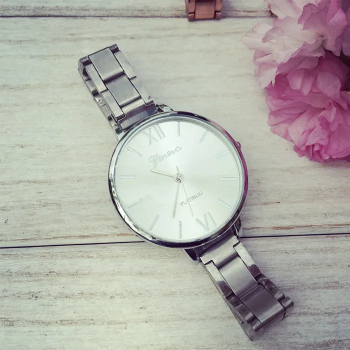 Новое поступление повседневные женские часы-браслет Geneva серебряные часы из