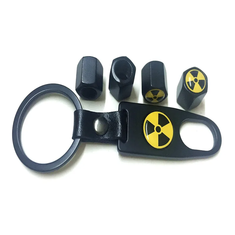 Серебряный автомобильный Стайлинг атомная бомба оружие логотип колпачок клапана шины с кольцом для ключей