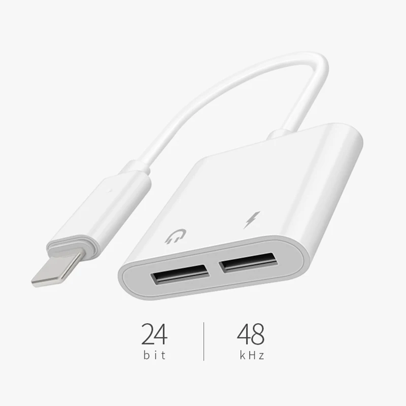 Адаптер для iPhone XS Max XR X 8 2 в 1 разветвитель аудио зарядки преобразователь Lightning на 3
