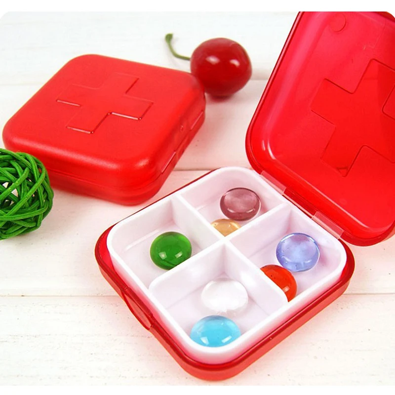 Портативный пластиковый ящик для хранения лекарств с 4 слотами компактный