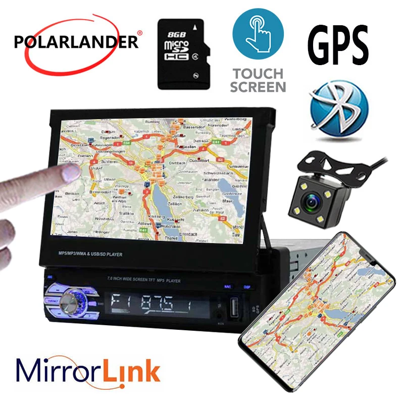 Автомагнитола 1 din MirrorLink 7 дюймов Авторадио Bluetooth стерео FM USB TF видео MP5 AUX Кассетный