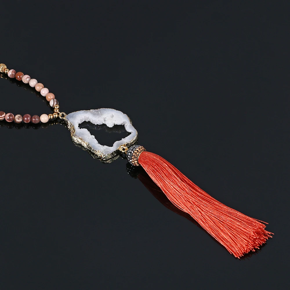 Длинное красное ожерелье на удачу с подвеской в китайском стиле | Украшения и
