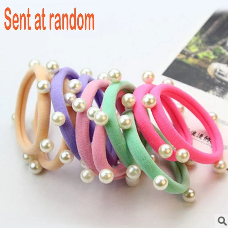 10pcs hair ties 10 шт. конфетный эластичный перламутровый Хвостик Держатель для волос для девочек плотный эластичный резиновый трос ленты для толстых аксессуары для волос для взрослых людей - Цвет: 10pcs hair ties