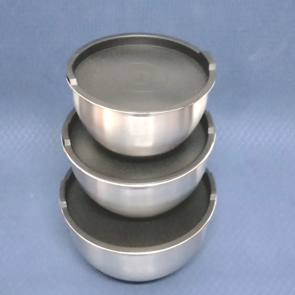 S/3 миска для смешивания из нержавеющей стали с крышкой (2qt 2.5qt 3qt ) набор миски