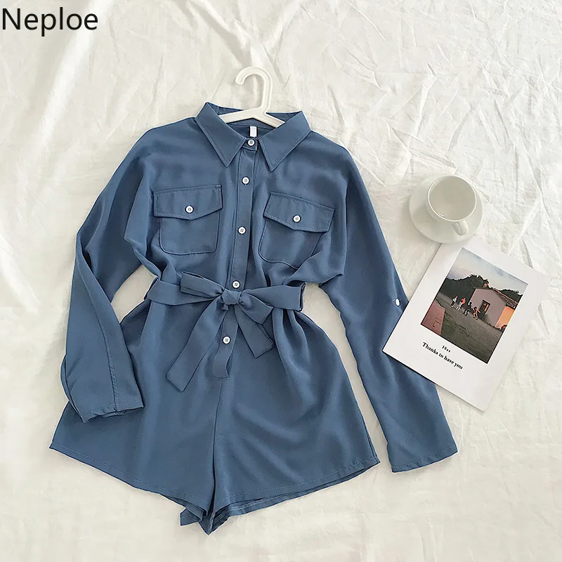 Женские комбинезоны с завышенной талией Nepole однотонные шифоновые Комбинезоны