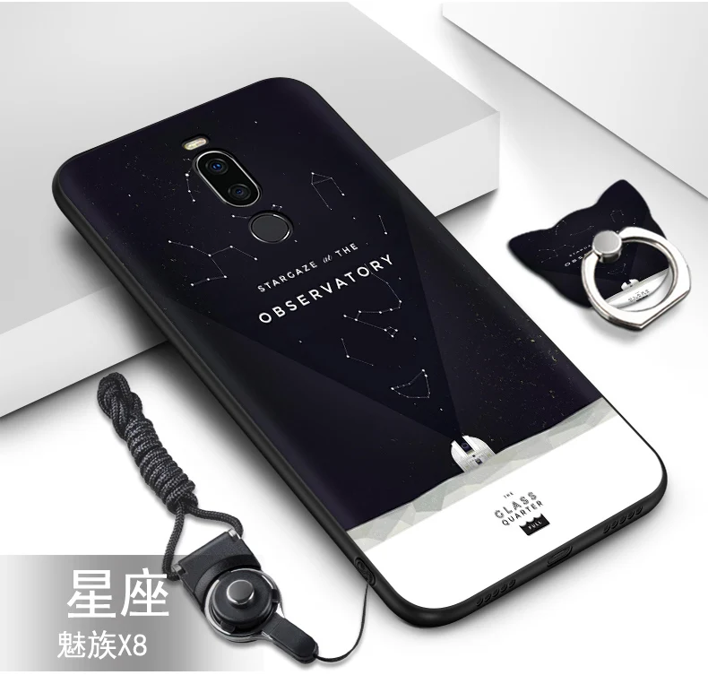 Meizu X8 X 8 чехол, силиконовые, Роскошные, симпатичные, из мягкого ТПУ, чехол+ ремешок с узором, кольцо, задняя крышка для Meizu X8 X 8, чехол, coque fundas