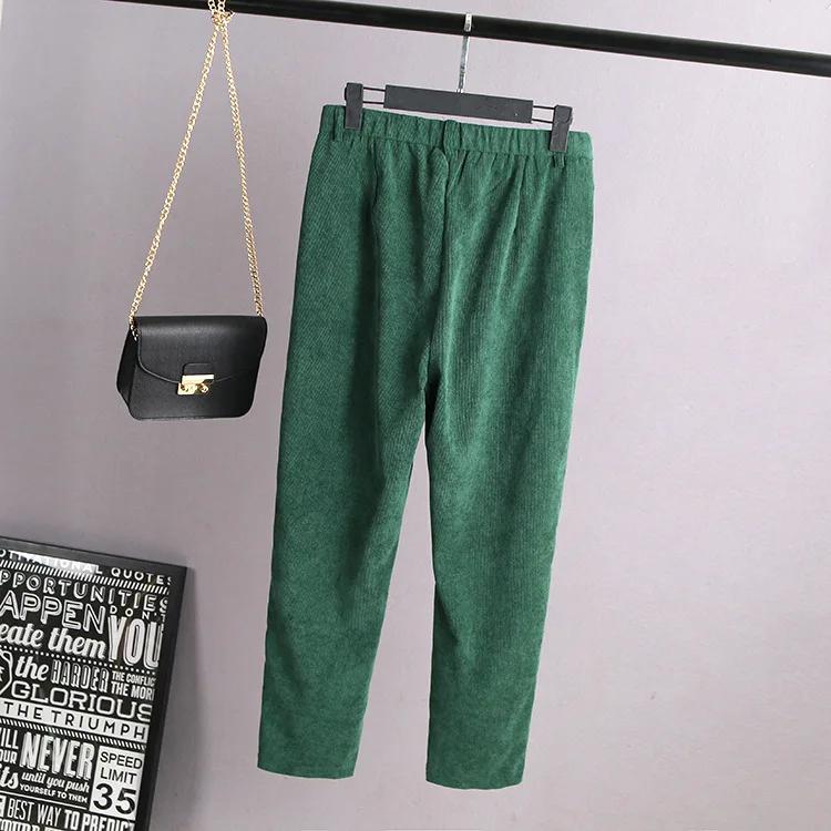 A0 Spring Casual Women Harem Pants 3XL Plus Size Clothes Bottoms Fashion Corduroy Loose sequin Trousers 2001 | Женская одежда