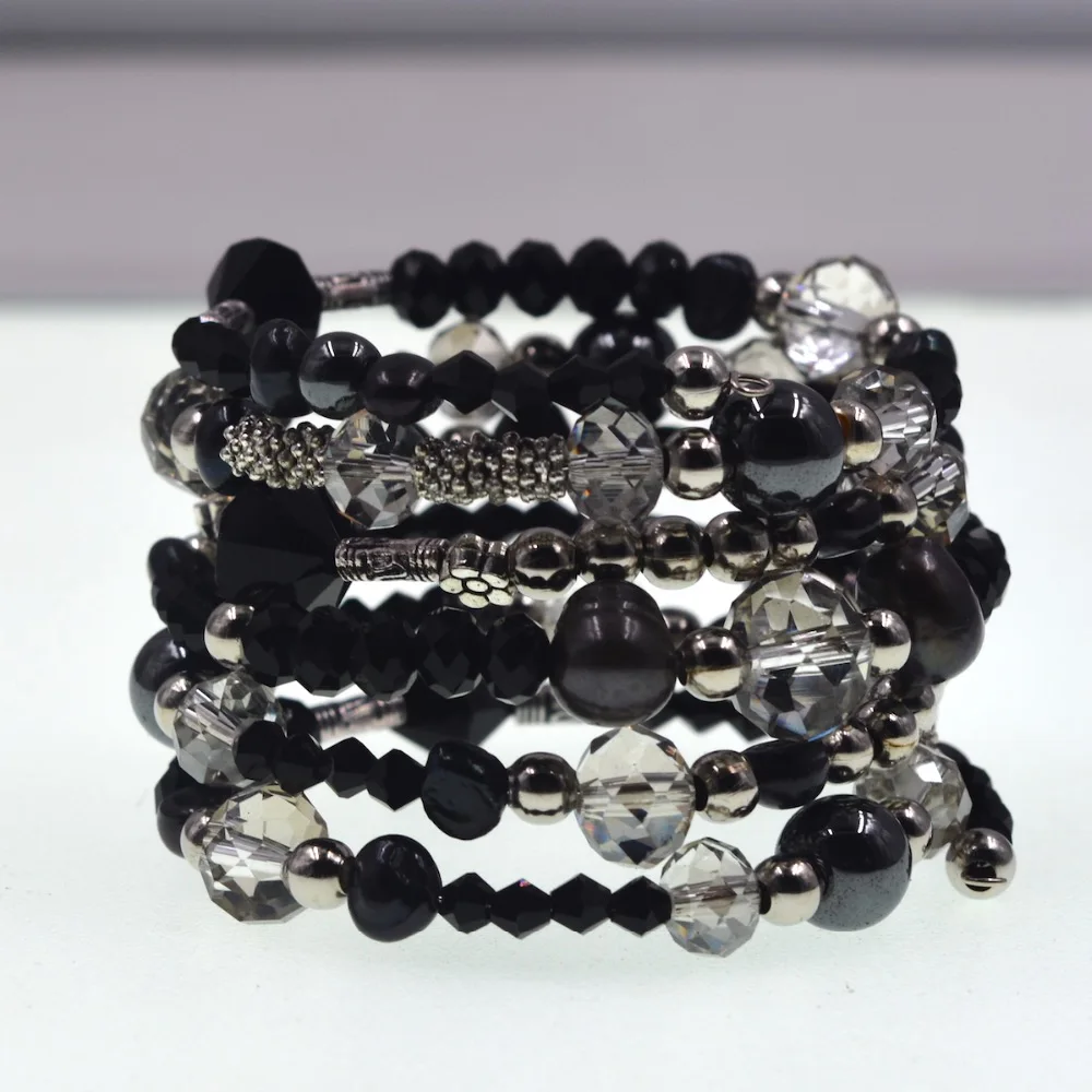 Новое поступление 2018 женский браслет с черным кристаллом и пресноводным