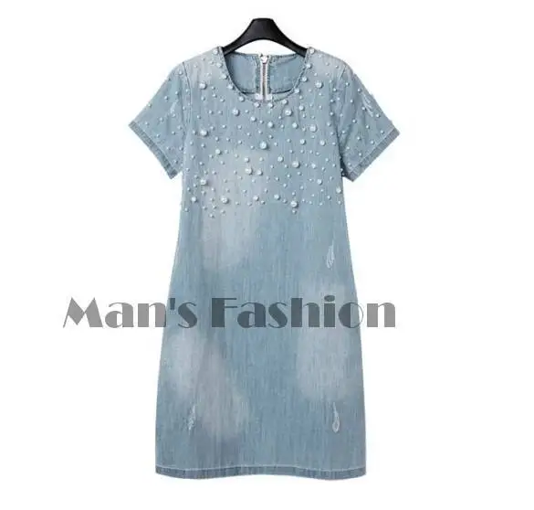 2015 Clothing Women Fashion Denim Short Sleeve Casual Jeans Dress Ladies Blouses Tops Plus Size B11 SV004360# | Женская одежда