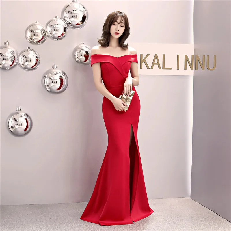 Женское банкетное платье с разрезом сбоку Элегантное Длинное юбкой годе и