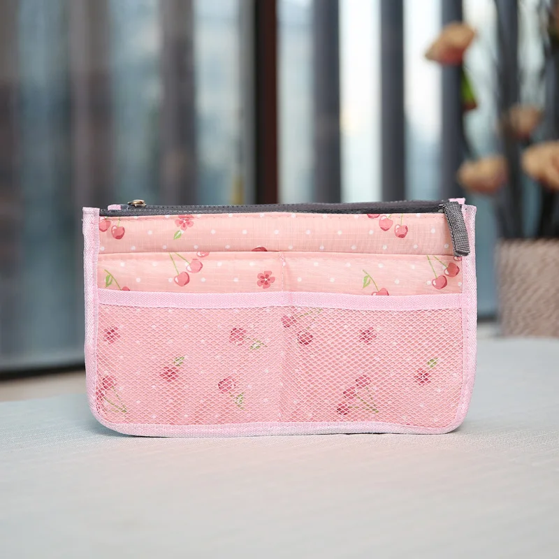 Pink cherry RUPUTIN, женская сумка-Органайзер для путешествий, косметичка для туалетных принадлежностей, наборы для путешествий, сумка для хранения, двойная цветная косметичка на молнии - Цвет: Pink cherry
