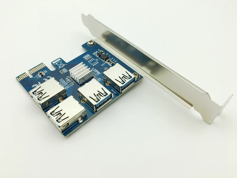 PCI-E 1X to 4 16X Slots Riser Card External Adapter 1 Port Multiplier for Bitcoin Miner Machine | Компьютеры и офис
