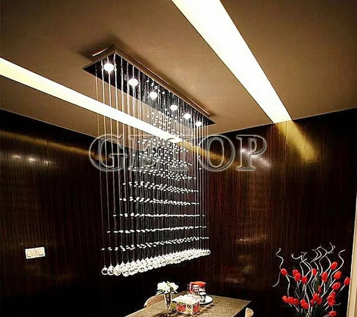 GETOP Современная K9 Хрустальная прямоугольная лампа для потолка гостиной пирамиды