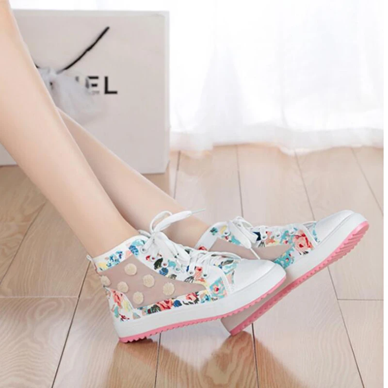 Женские туфли с кружевом на плоской подошве из сетчатого дышащего материала