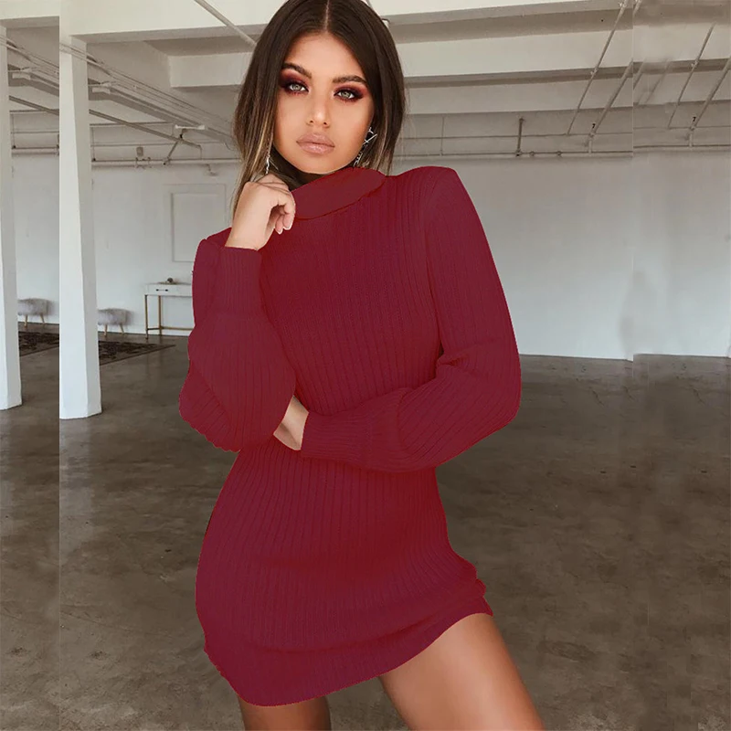 ELSVIOS женские вязаные платья свитера больших размеров осенне зимнее платье с