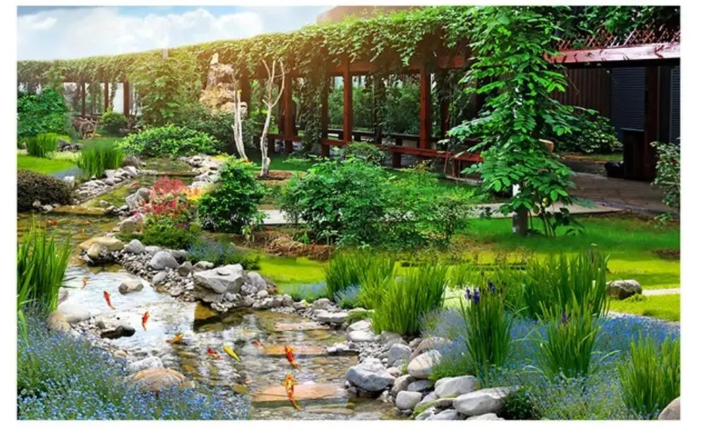 3d обои на заказ фотообои с изображением китайского сада парка пейзажа фона для