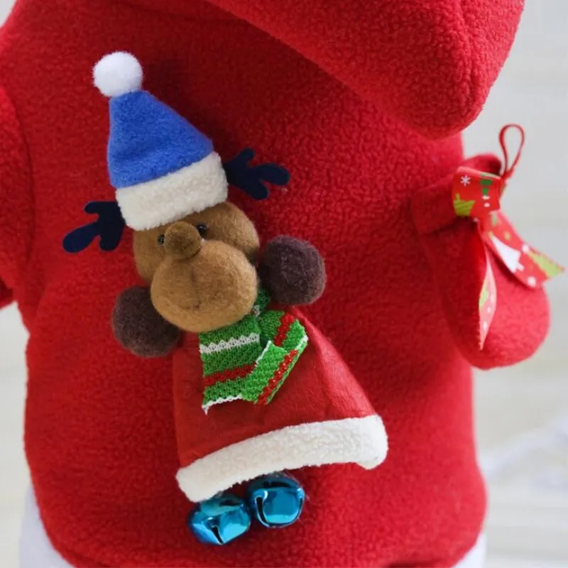 PUPISHE 2018 Pet Dog Cat Christmas Clothes Santa Claus Costume Winter Coat Apparel Suit with Cap | Дом и сад