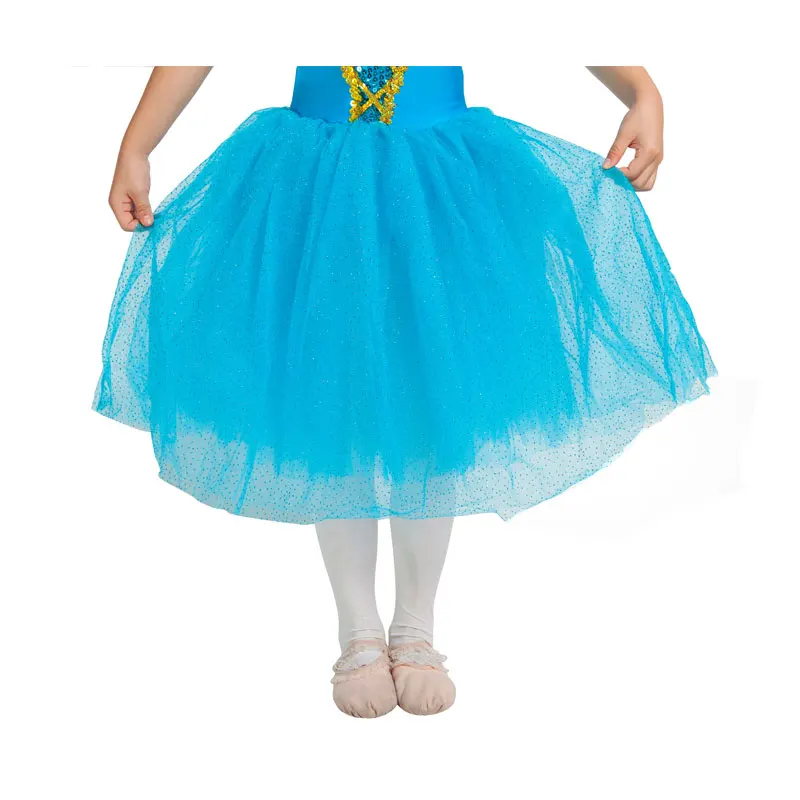 Светло-голубая детская/Женская длинная балетная юбка с трико костюм для